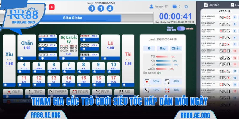 Tham gia các trò chơi siêu tốc hấp dẫn mỗi ngày tại RR88